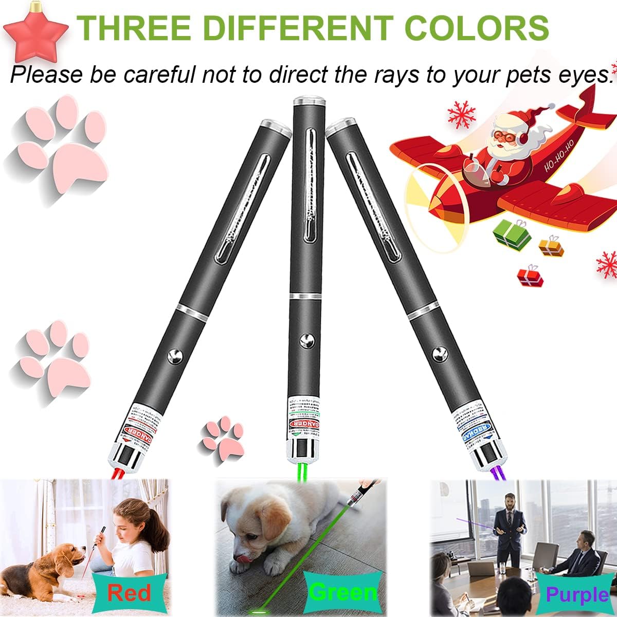 XIMIBI Laser Pointer for Cats & Dogs - 3-Pack Indoor Training Toys for Pets | Engaging Chaser Set