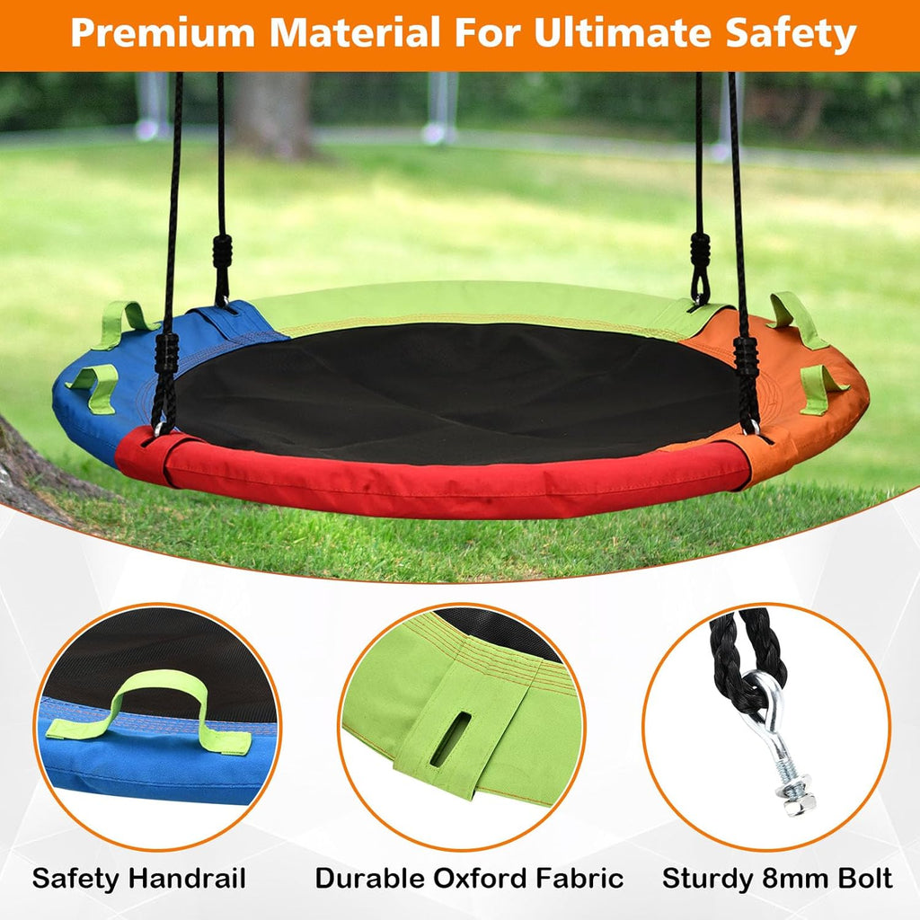 Skiennix Tree Swing - 40 Inch Saucer Swing with 900lbs Capacity & Adjustable Straps | Multicolor Outdoor Fun