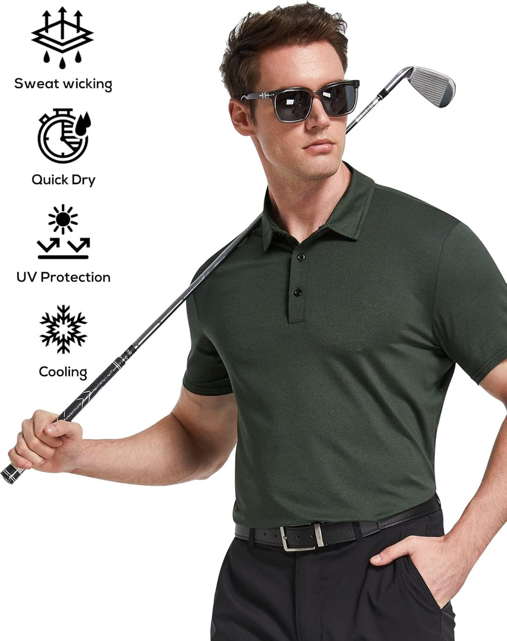 TELALEO Men's Polo Shirts - Quick Dry Short Sleeve Golf T-Shirts for Performance & Casual Workouts | 4/5 Pack