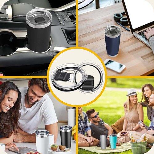 20 oz Tumbler Lid for Yeti, 3-Pack Magnetic Replacement Lids for YETI 20 oz Tumbler, 10/24 oz Mug, 10 oz Lowball - Spill Proof Cup Lids Covers with Magnetic Slider Switch, BPA Free