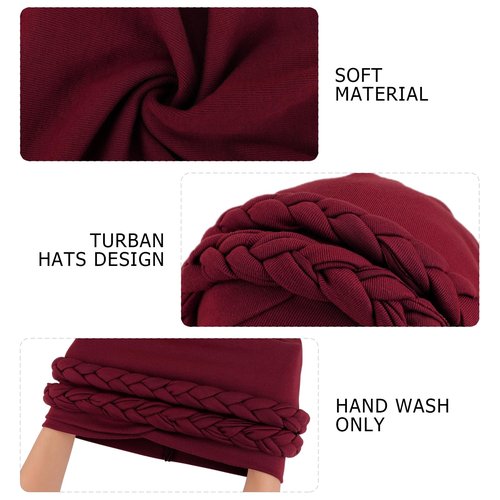 DRESHOW African Women Turban Caps Cotton Beanie Twist Headscarf Pre-Tied Double Twisted Braids Wrap Hat Headwraps for Black Women Chemo Cancer Cap