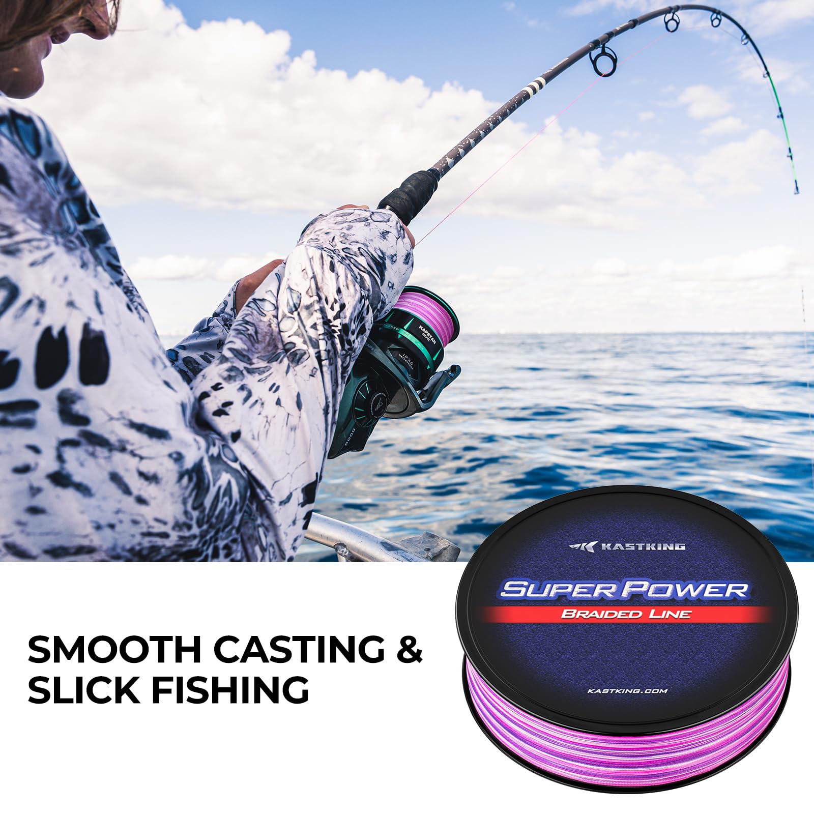 KastKing Superpower Braided Fishing Line, Red, 15LB, 300+27 Yds