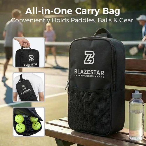 Ginullus X Blazerstar Pickleball Paddles Set of 2, USAPA Approved, Fiberglass Surface Pickleball Rackets with 4 Durable Outdoor Balls and 1 Bag, Ideal for Beginner, Gifts for Women and Men