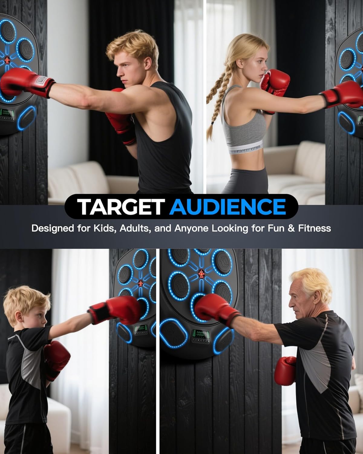 Smart Music Boxing Machine by [Brand Name] - Interactive Punching Trainer with 8 Targets & LED Lights | Perfect Home Workout for Adults & Kids
