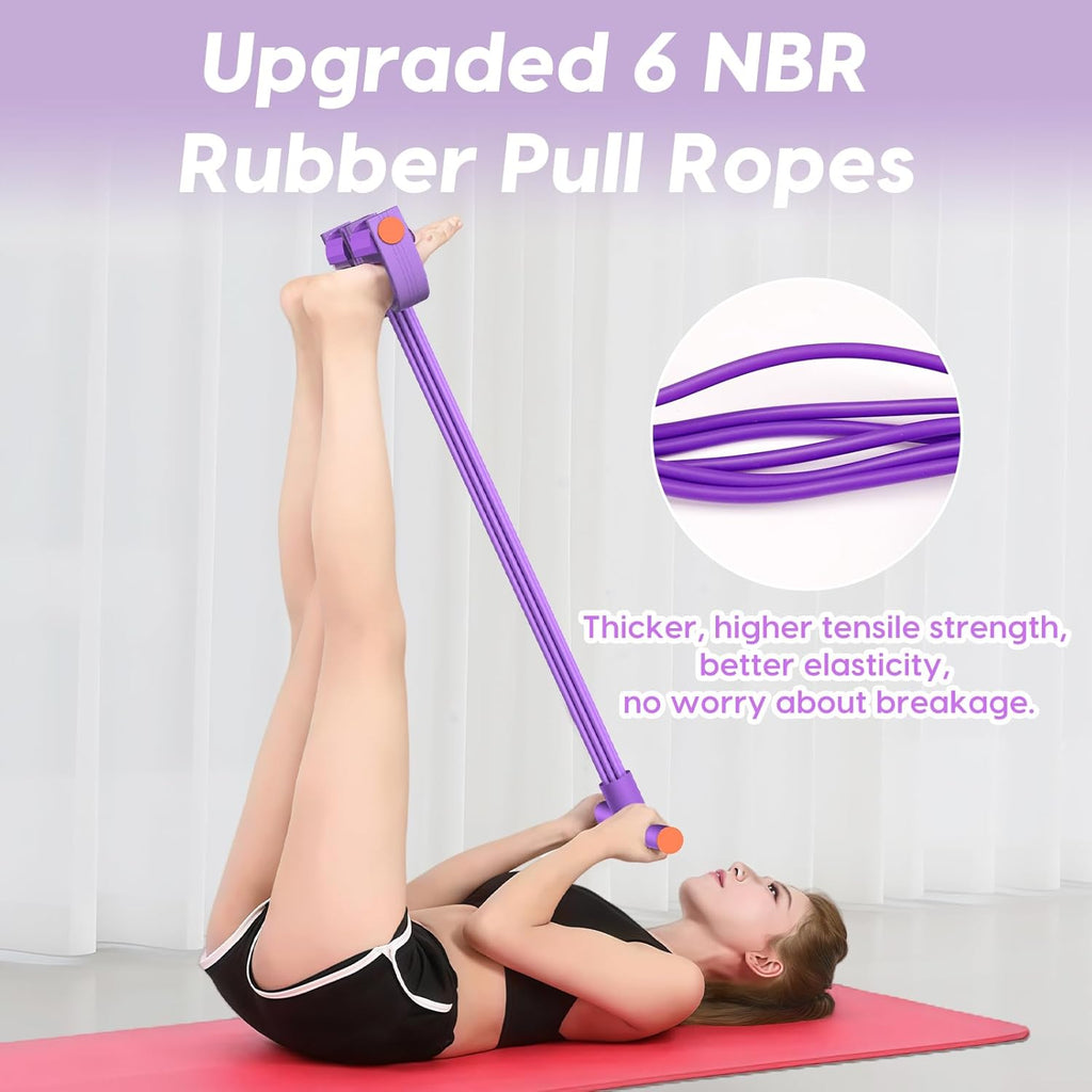 Resistance Bands - Skiennix 6-Tube Elastic Foot Pedal Set for Full-Body Workout | Natural Rubber