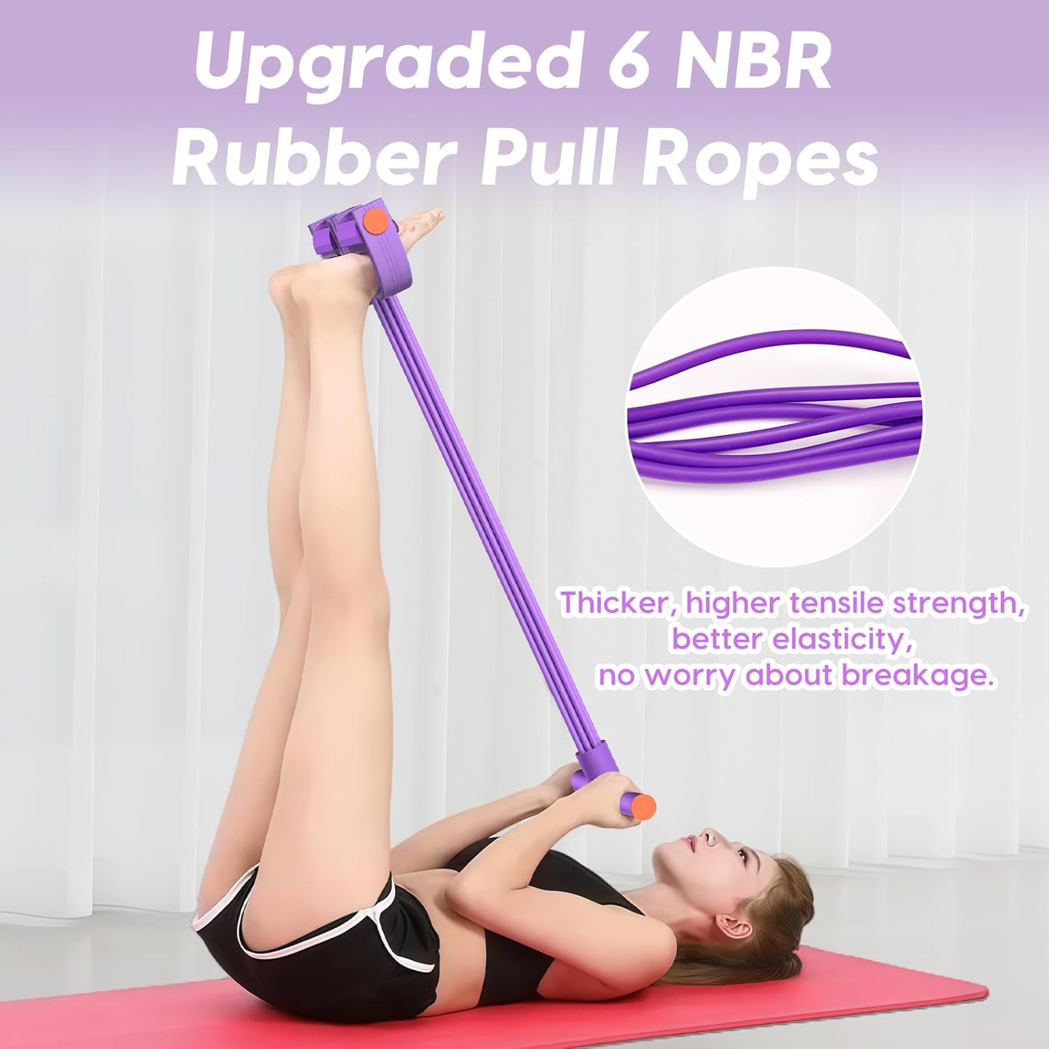 Resistance Bands - Skiennix 6-Tube Elastic Foot Pedal Set for Full-Body Workout | Natural Rubber