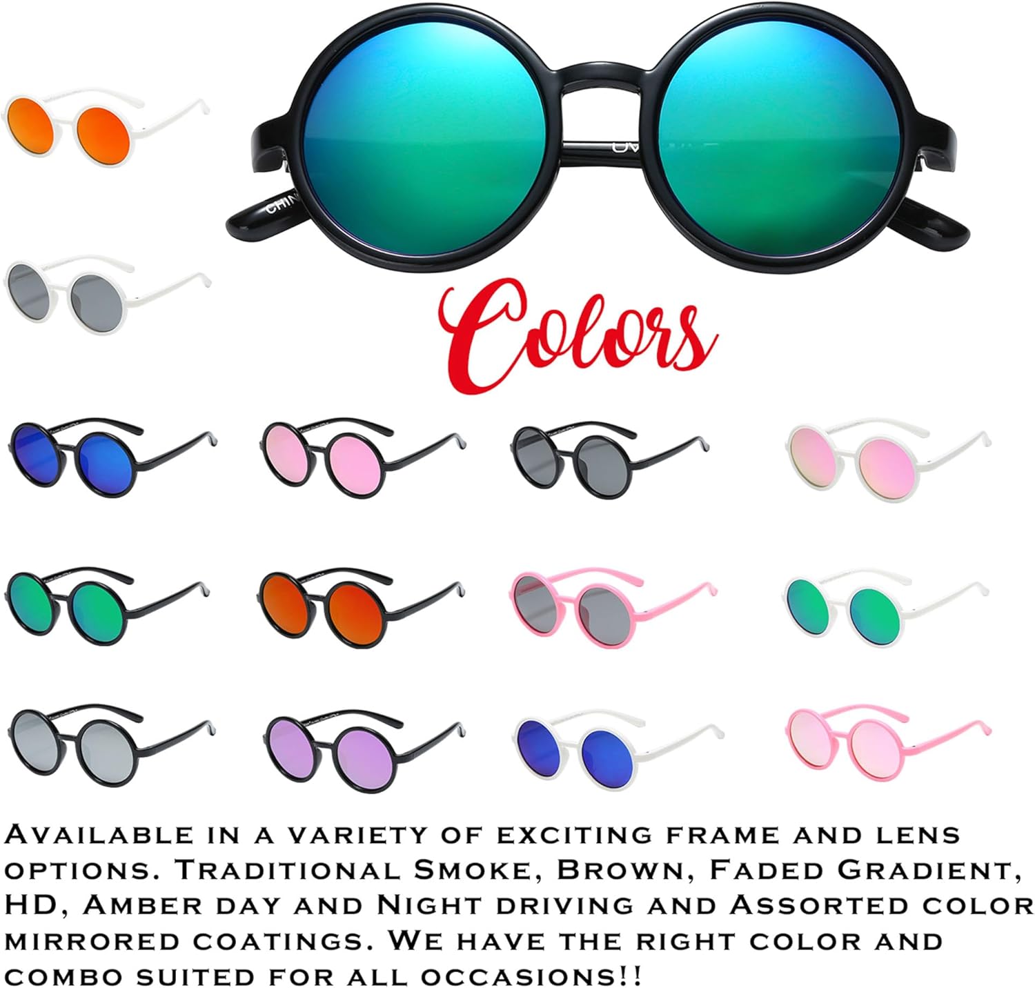 PolarSpex Polarized Kids Sunglasses - Retro Circle Design | BPA-Free & Stylish