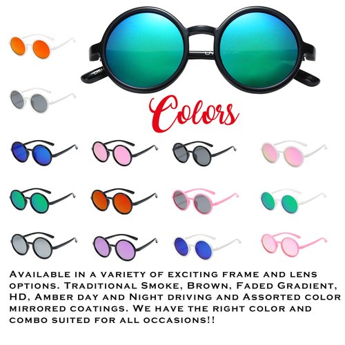 PolarSpex Elastic Retro Circle Round Kids Polarized Sunglasses - BPA FREE