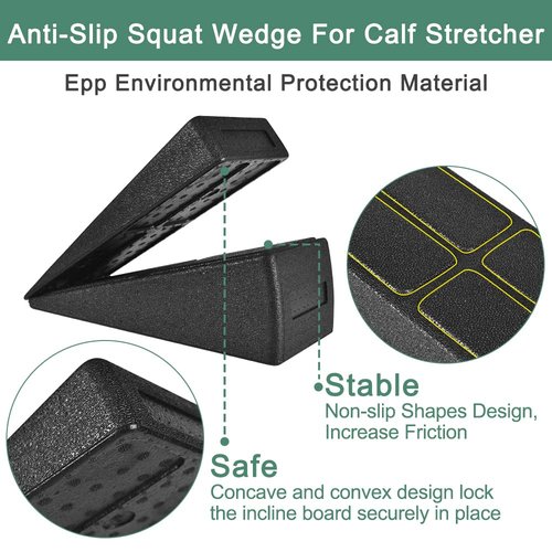 Slant Board Squat Wedge for Calf Stretching，3 Pcs 12" x 6.3" Foot Stretcher Balance Board for Plantar Fasciitis, Adjustable Foam Slant Board Wedge Great for Exercises (Black)
