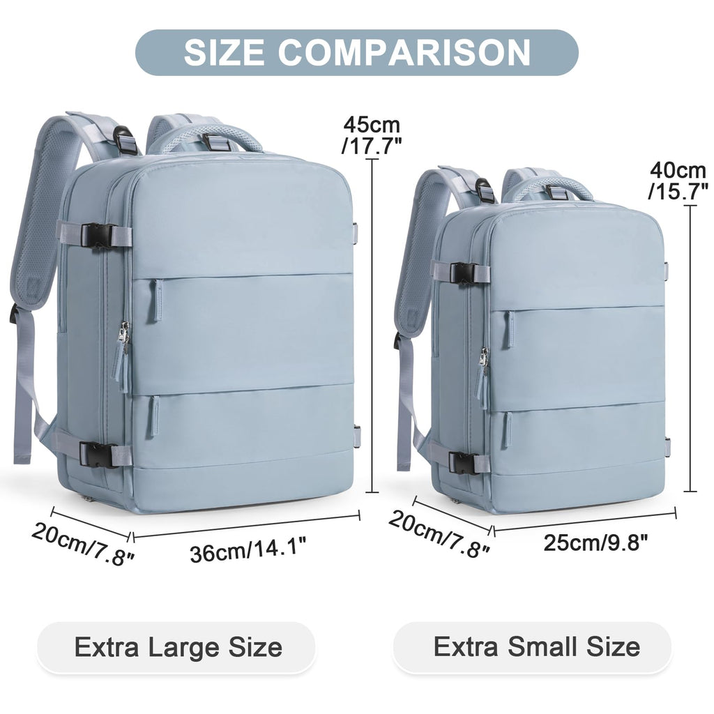 Large Travel Backpack Carry on Flight Approved Mochila De Viaje Carry on Backpack for Airplanes Spirit Airlines Personal Item Bag 18x14x8 Inches Travel Bag Traveling Backpack for Women Men Grey Blue
