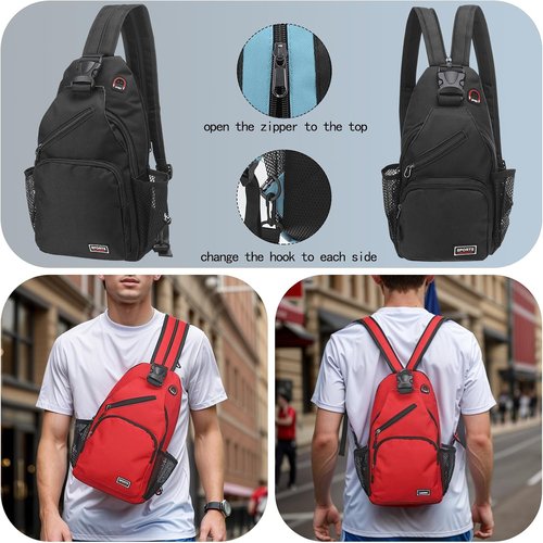 DTGN Convertible Sling Bag - Multifunctional Crossbody Backpack for Hiking & Travel | 8.5"x15" - White