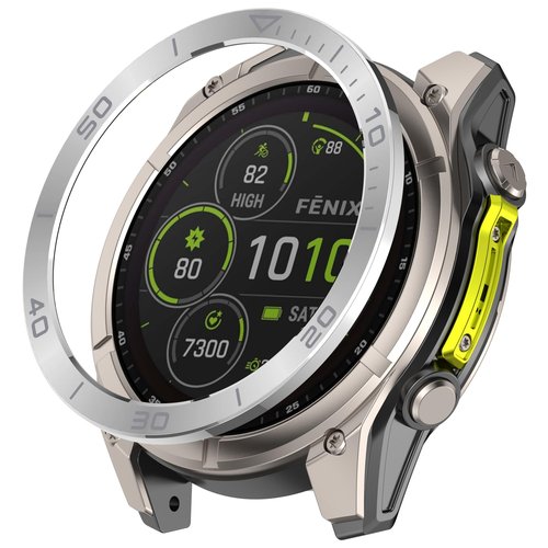 Bezel Rings Compatible with Garmin Tactix 8 AMOLED 47MM 51MM Bezel Metal Round Cover Anti-Scratch Protector Frame Case Loop,Without Screen (Black&Silver, 51MM,)