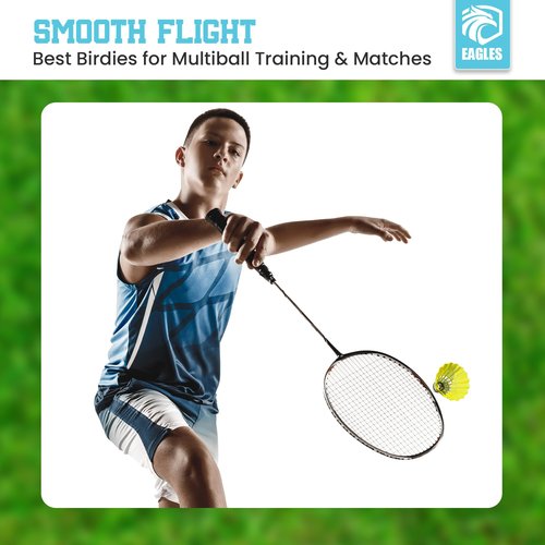 EAGLES 24 Pack Nylon Badminton Birdies - Bedminton Shuttlecocks for Baseball/Softball Batting Training - Birdie Ball for Indoor and Outdoor Matches ~ Highly Stable & Durable Shuttle Balls