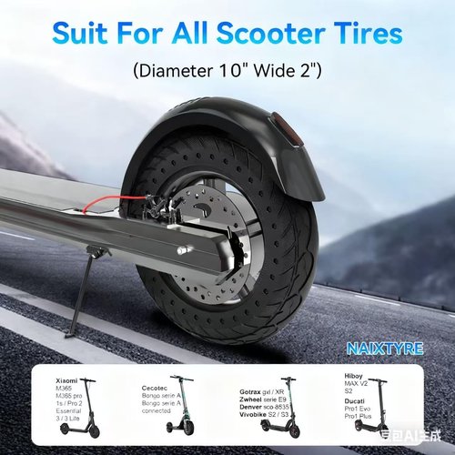 NAIXTYRE 10×2.125 Electric Scooter Replacement Tires,10 Inch Solid Rubber Tires,10x2.125 Solid Electric Scooter Tire for Hiboy S2 Pro Gotrax G4/ Xr /V2 Ninebot F25 /F65（2PCS）