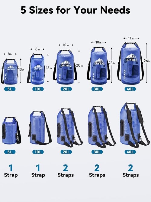 HEETA Waterproof Dry Bag - Lightweight Roll Top Storage for Travel, Swimming & Kayaking | 5L-40L Sizes