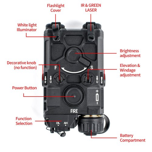 Airsoft Tactical Aiming Laser Sight, 8 Modes with Green Laser + IR Laser + Withe LED Flashlight, Fit for 20mm Picatinny Rail CQB GBB
