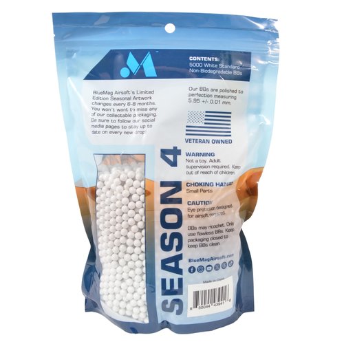 BlueMag Airsoft Competition Grade (Non-Bio) 6mm Airsoft BBS .25g 5000ct - Seamless Finish - Polished to Perfection - for All 6mm Airsoft Guns - Indoor Use Only