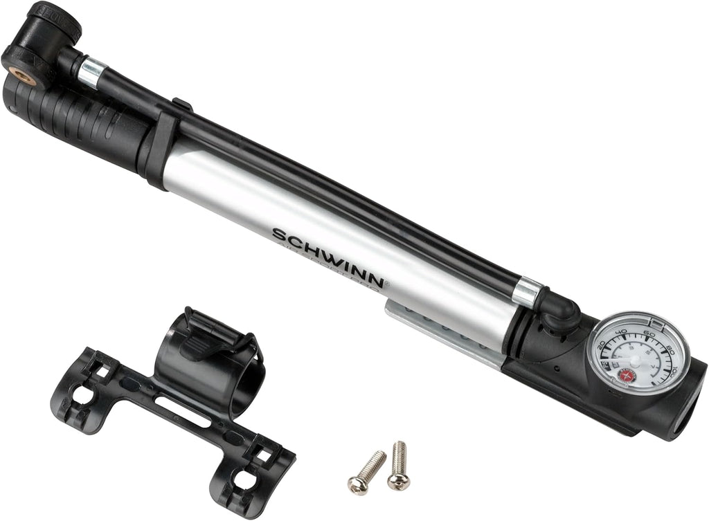 Schwinn Air Sport Mini Bike Pump - Portable Foot & Hand Pump for Schrader & Presta Valves | Ideal for Easy Road Riding