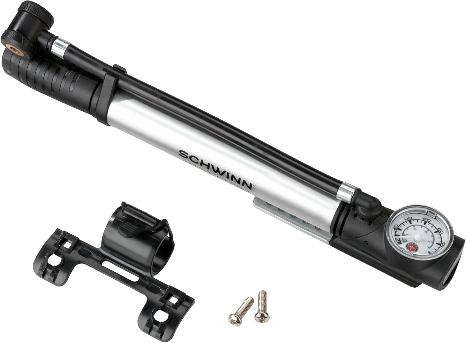 Schwinn Air Sport Mini Bike Pump - Portable Foot & Hand Pump for Schrader & Presta Valves | Ideal for Easy Road Riding