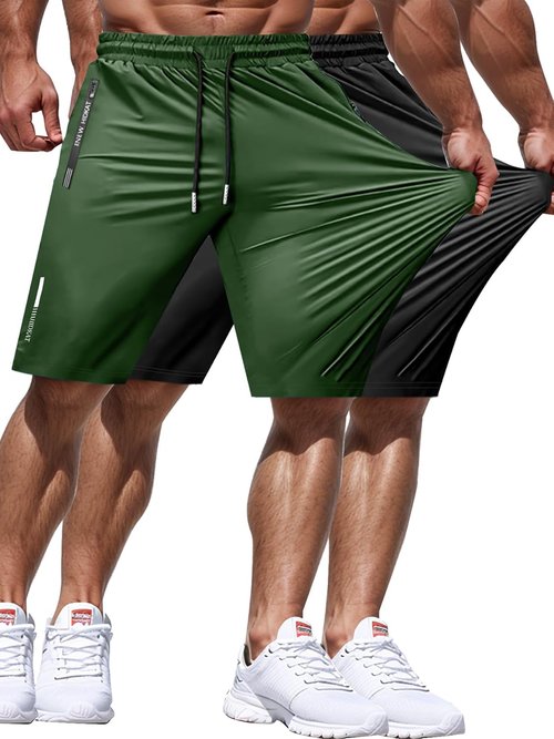 Hidkat Men's Athletic Shorts - Lightweight Quick-Dry Gym & Running Shorts with Zipper Pockets