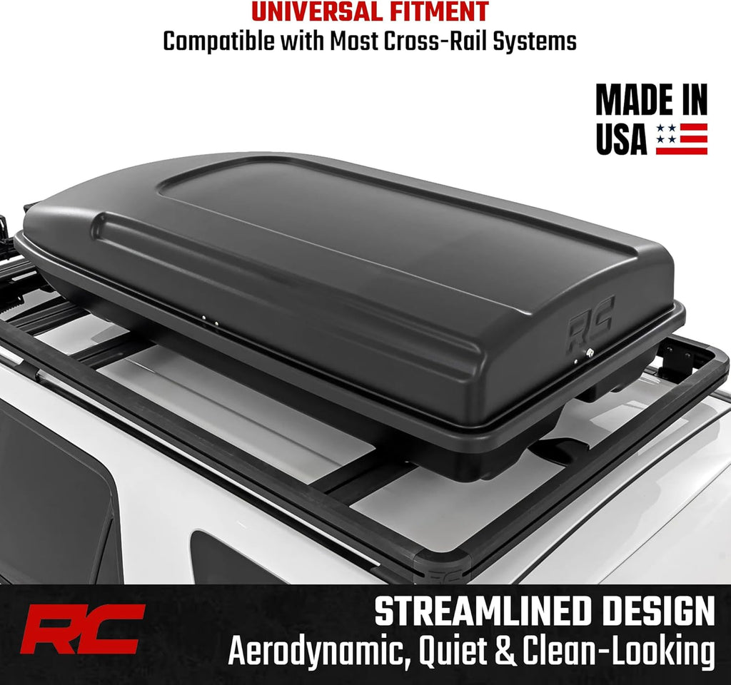 Rough Country Rooftop Cargo Box - 14.5 Cu Ft Hard Shell Carrier | Lockable, Weatherproof & Easy Install
