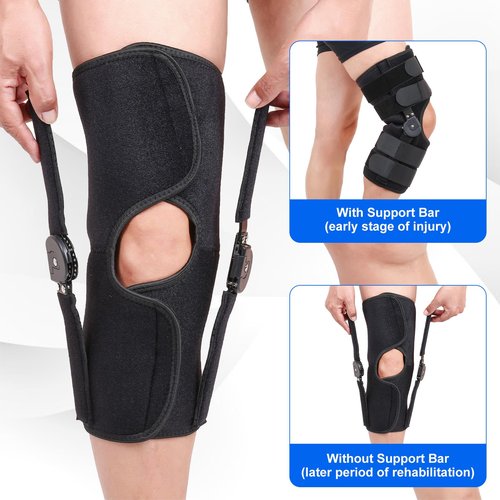 Mathgetin Hinged ROM Knee Brace with Side Stabilizers, Post Op Knee Immobilizer for Arthritis, ACL, MCL, PCL, Meniscus Tear, Medical Orthopedic Support After Surgery (Upgraded Version, Medium)