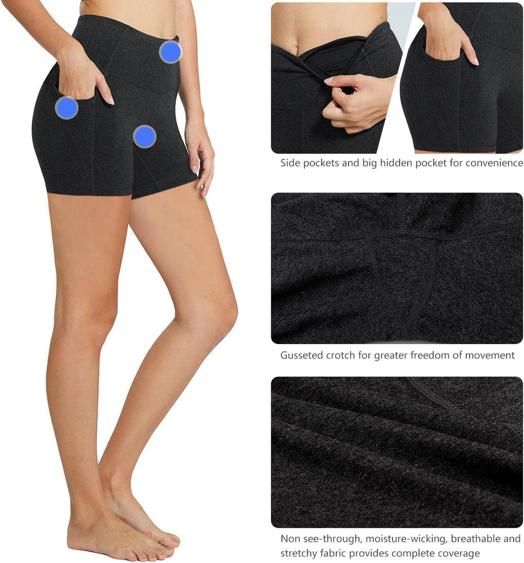 Baleaf Women's High Waist Biker Shorts - Comfortable Spandex with Pockets | 8"/5"/3" Sizes