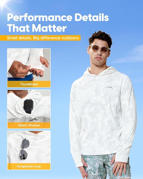 Maamgic Men’s Fishing Shirt - UPF 50+ Sun Hoodie with Detachable Face Mask | Long Sleeve UV Protection