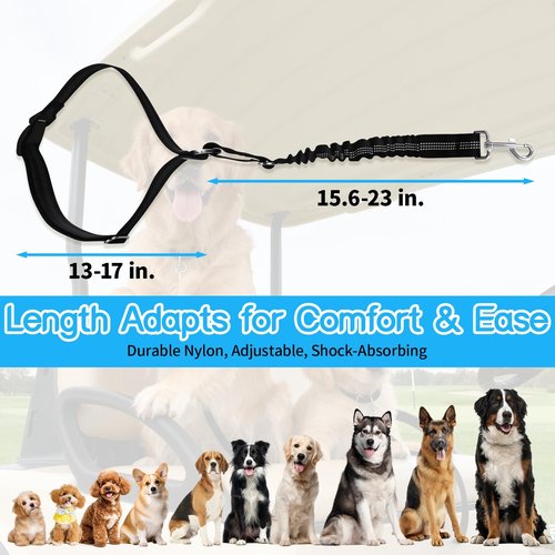 Golf Cart Dog Seat Leash & Safety Harness | Adjustable Pet Seat Belt with Tangle-Free Retractable Strap, Fits All Golf Cart Models (for Single Dog)