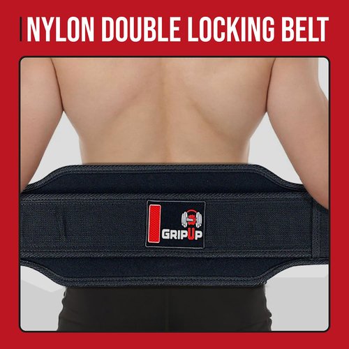 GripUp Weight lifting Belt Quick Locking, 5.5” Men & Women Back Support Premium EVA Foam Padding Adjustable Buckle for Squats Olympic Lunges Powerlifting Deadlifts Bodybuilding Strength Training (Black, M)