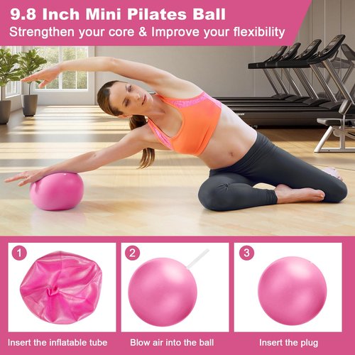 Dilobio Pilates Kit, Home Pilates Essentials Kit for Women, Pilates Equipment Ring and Ball Set, Magic Circle with 5 Resistance Bands, Hip Thrust Belt & Accessories, Toning Fitness Starter Set (Pink)