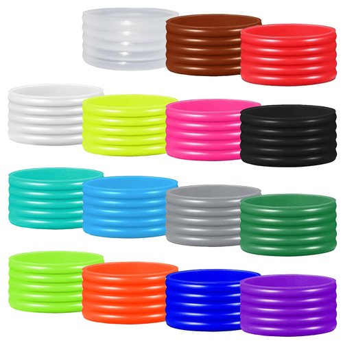 Good Elasticity 15 Pcs Assorted Tennis Racket/Pickleball Paddles/Squash Silicone Ring Racket Grip Bands Rubber Ring,Grip Finishing Ring/Racquet Grips Overgrip (15pcs Assorted)