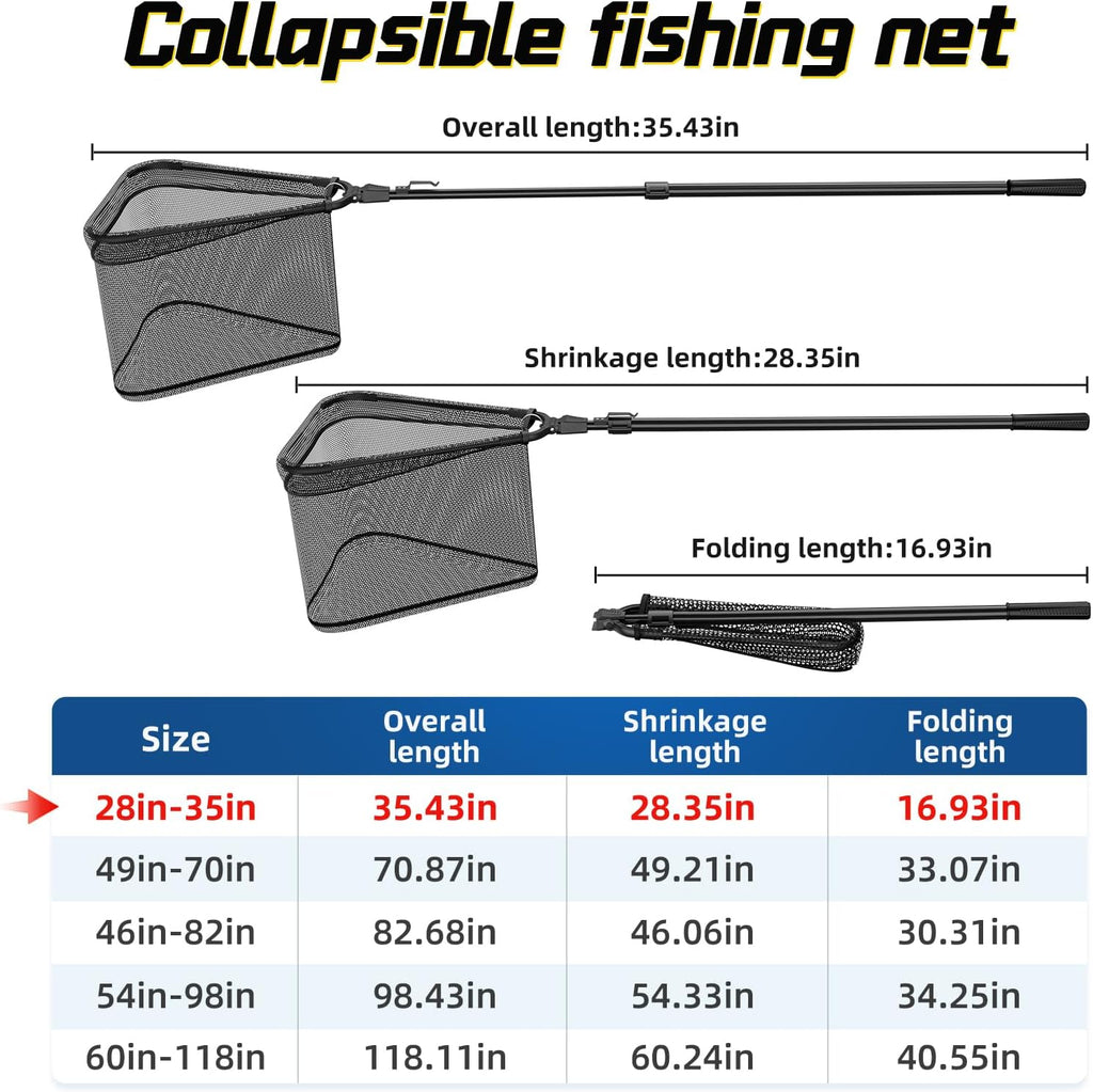 Skiennix Fishing Net - Telescoping Handle & Collapsible Design - Quick Unfolding for Easy Use