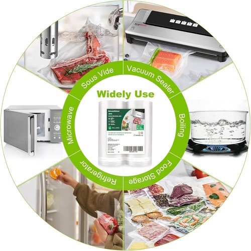 Bonsenkitchen Vacuum Sealer Bags - Heavy Duty 8" x 50' Rolls, BPA-Free for Food Storage & Sous Vide Cooking