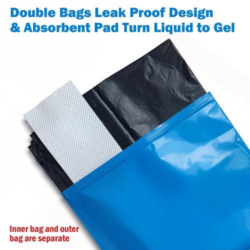 HAOSLINE 15 Pack Toilet Waste Bags Leak Proof Double Bag Design & Absorbent Pad- Great for Camping,RVing, Hiking, or Boating -Portable Toilet Bags Fit 5-gallon Buckets and Portable Toilets