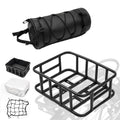 T TGBROS 6-in-1 Bike Basket Rear Rack with Bike Handlebar Bag Bike Basket with Cargo Net and Liner Large Bicycle Basket Heavy Duty Bicycle Rear Basket with Liner Waterproof Cover Cargo Net