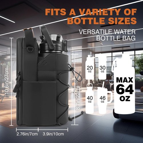 KITCHLYNE Magnetic Gym Bag for Men and Women with 64OZ Water Bottle Holder & 4 Powerful Magnets, Small Crossbody Duffel Pouch for Sports Work Travel Fitness Gym Bags