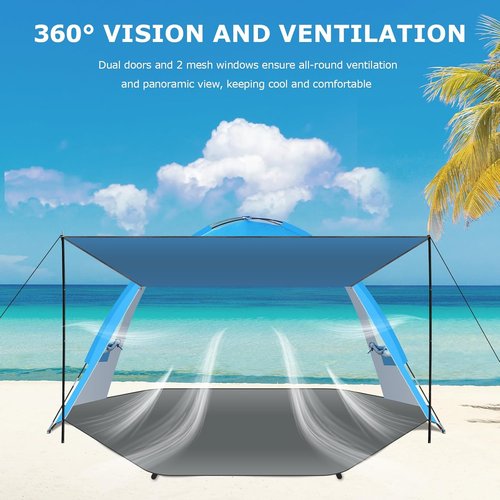 Gorich Beach Tent - Portable Sun Shelter with UPF 50+ UV Protection | Easy Setup for 3-8 Persons