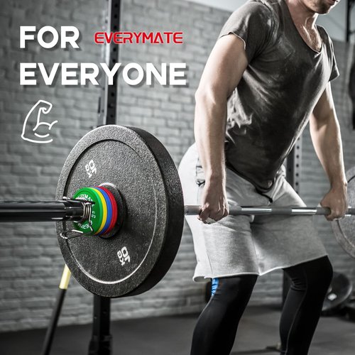 EVERYMATE Rubber Fractional Weight Plates Set Micro Weight Plate Pair of 0.25LB 0.5LB 0.75LB 1 LB for Olympic Barbells for Strength Training Micro Plates