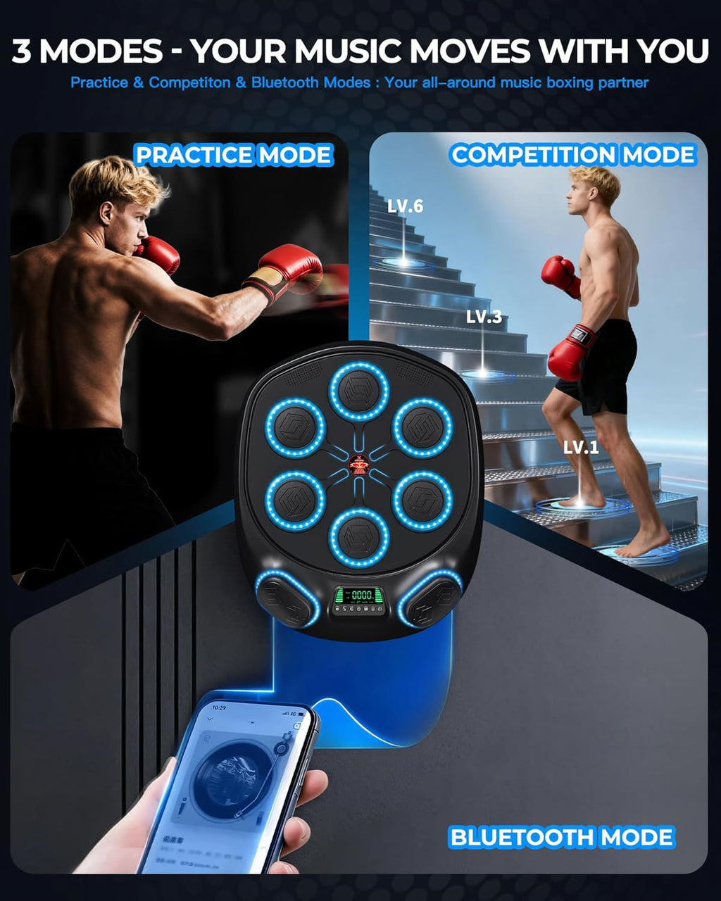 Smart Music Boxing Machine by [Brand Name] - Interactive Punching Trainer with 8 Targets & LED Lights | Perfect Home Workout for Adults & Kids