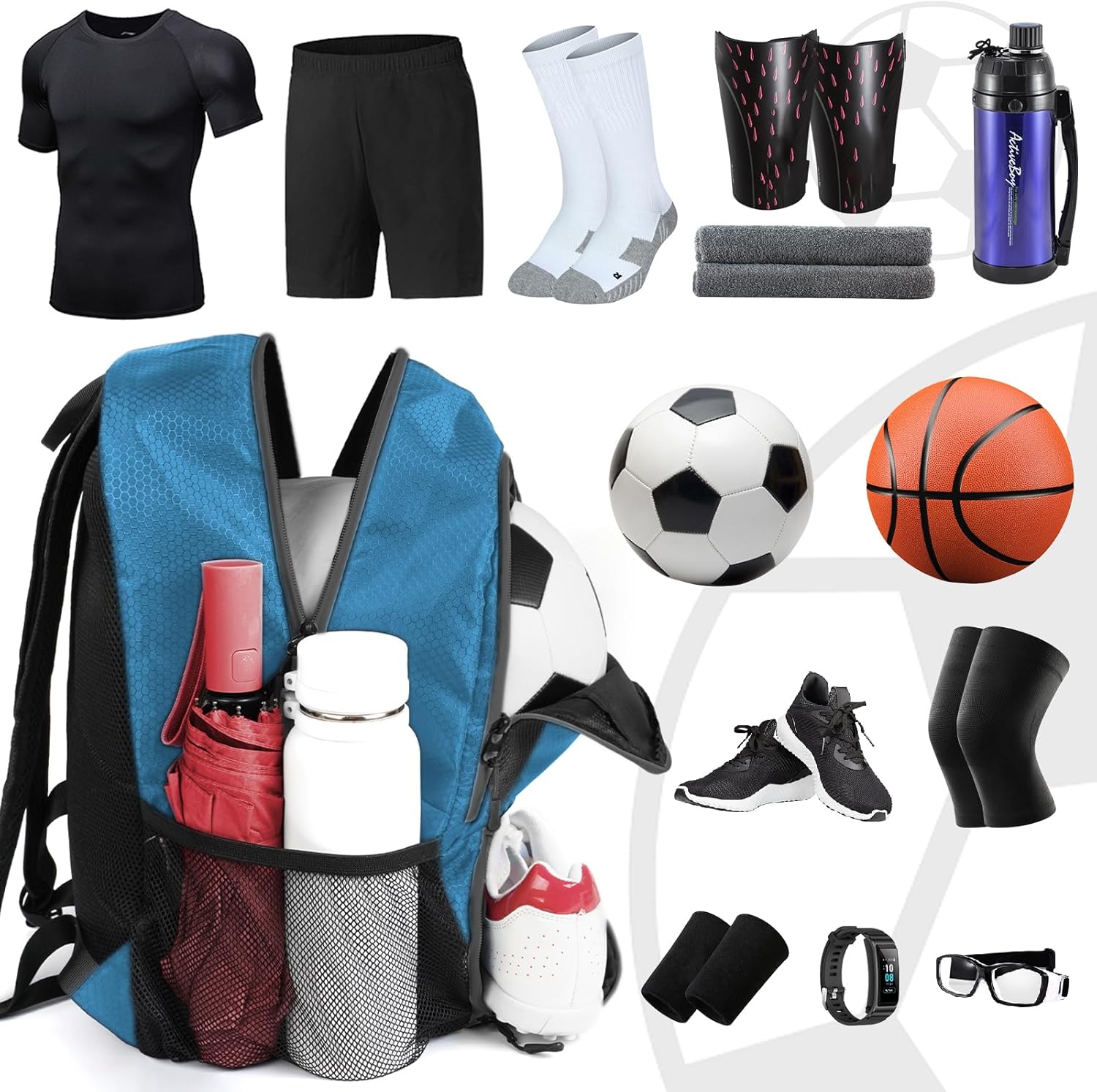 YOREPEK Soccer Backpack - Water-Resistant Sports Bag with Ball Holder | Fits Basketball, Volleyball, Football