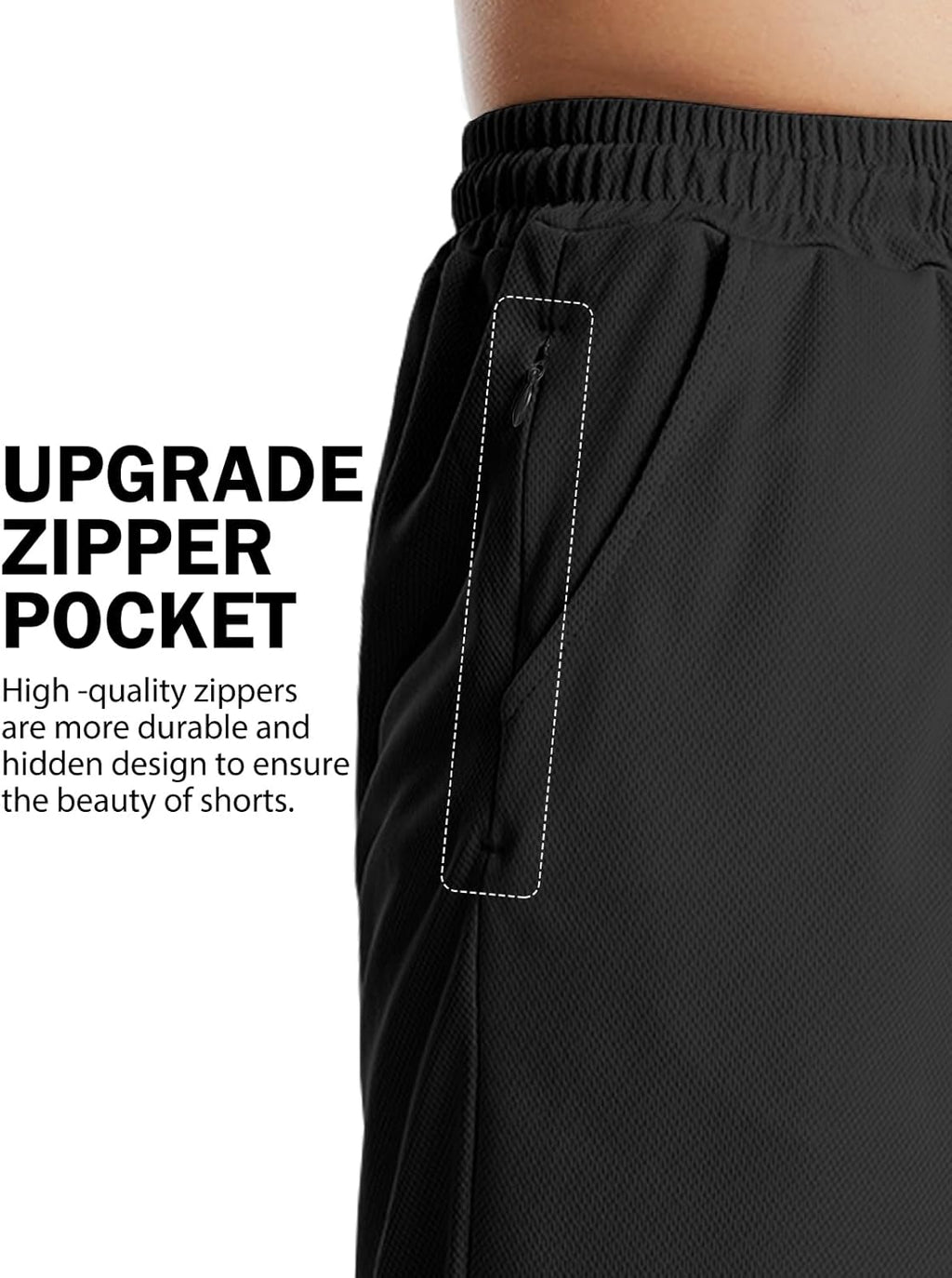 Aolesy Men's Basketball Shorts - Lightweight Quick-Dry Athletic Gym Shorts with Zipper Pockets | 7"/9" Sizes