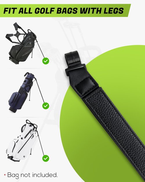 Big Teeth Golf Bag Accessories Golf Leg Leather Strap,Golf Stabilizer Strap, Equipment for Stand Bag with Legs (Black)