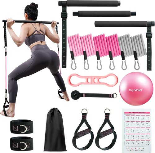 Kisnbld Pilates Bar Kit - Multifunctional Resistance Bands for Home Gym Yoga Workouts | Portable Design