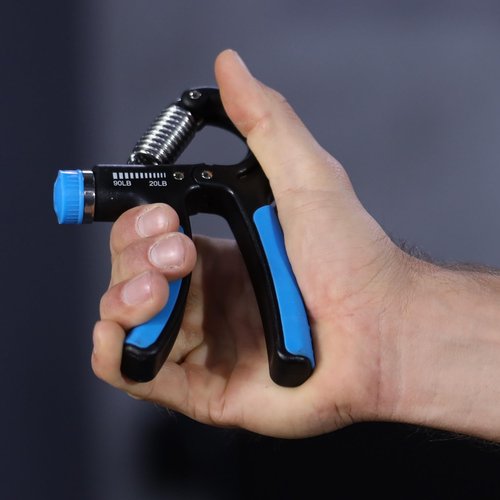 Capelli Sport Hand Grips, Adjustable Finger Exerciser with Ergonomic Handles, 20-90 lbs, Blue/Black