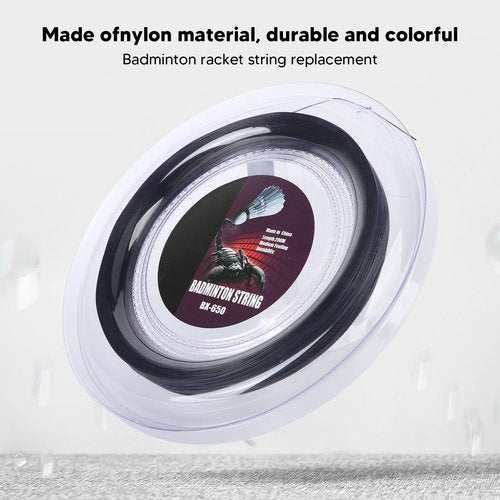 Badminton Racquet String, 0.72mm 200m Badminton Racket String Badminton Training Nylon String Line BX 650 (Black)