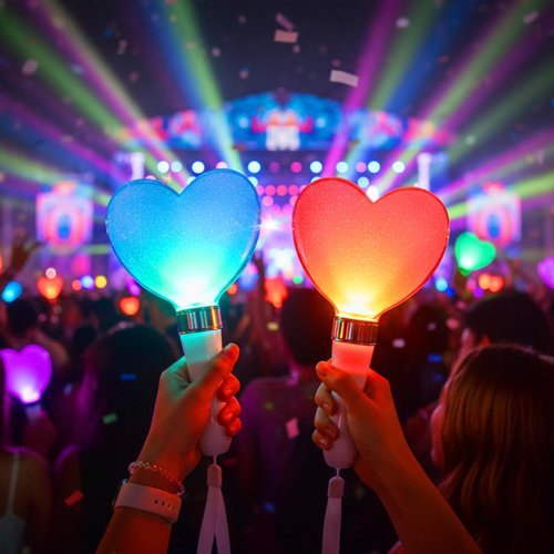 Lewtemi 2 Pcs 15 Color Concert Light Stick 9.8 Inch Heart Shaped Reusable 2 Lighting Modes Bright LED Multicolor Glow Flashing Light Sticks Hip Hop Fans Gift Glow in The Dark Party Favor Supplies