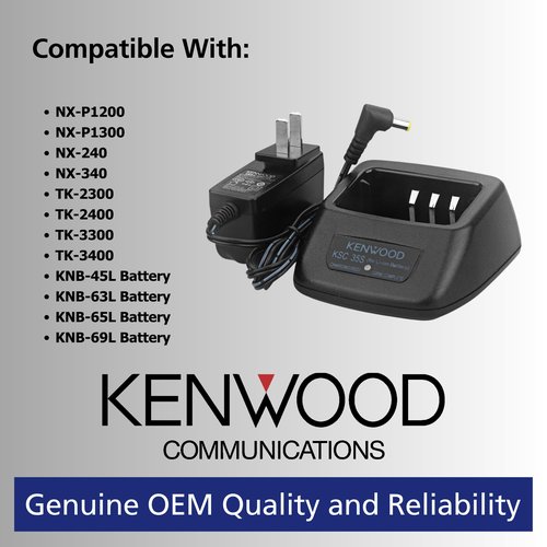 KENWOOD KSC-35S Fast Rate Charger – Single Unit Desktop Charging Dock, 3 Hour Rapid Charge, LED Charge Light, for KNB-45L Li Ion Battery, Genuine OEM