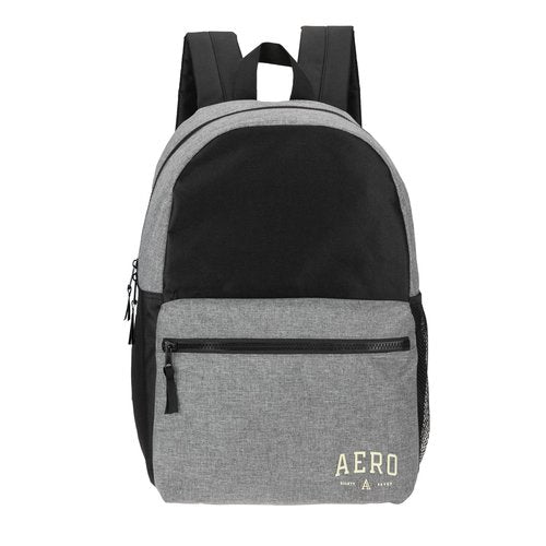 AEROPOSTALE Wellington Unisex Backpack - Aero Mens and Womens Bag for Everyday Use (Black/Grey)