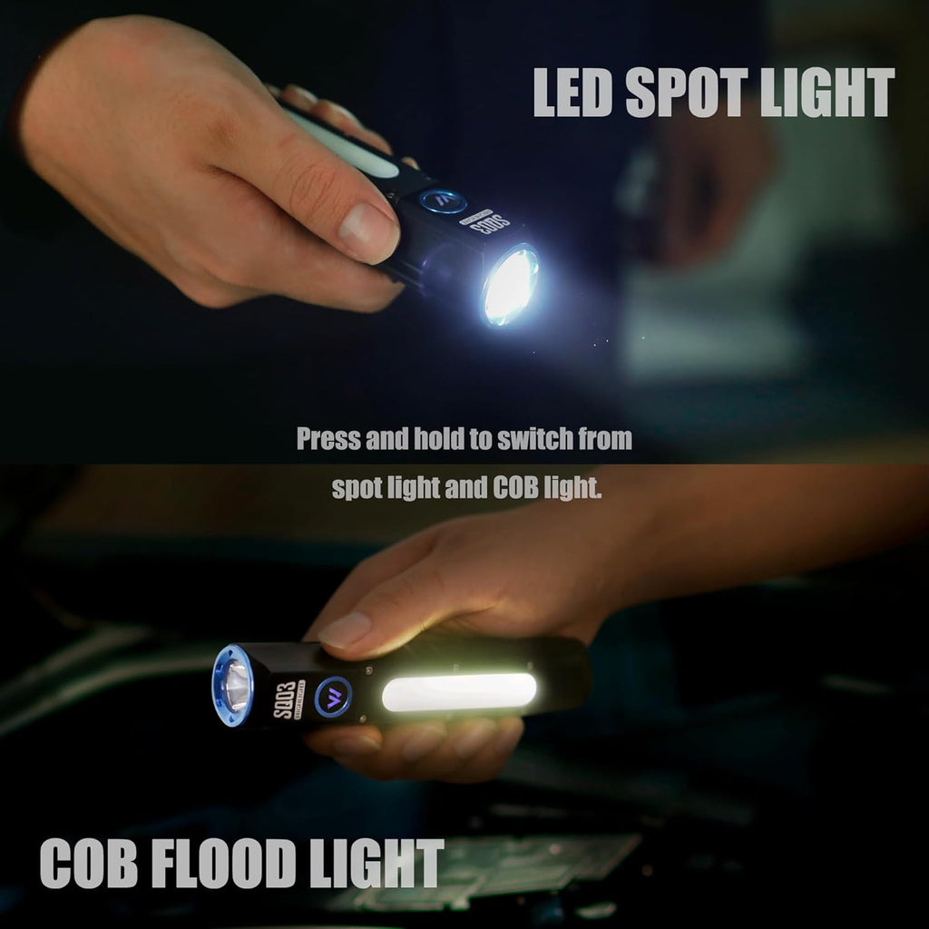WARSUN SQ03 EDC Pocket Flashlight - 1000 Lumen Rechargeable LED | Waterproof Aluminum Alloy for Camping & Hiking
